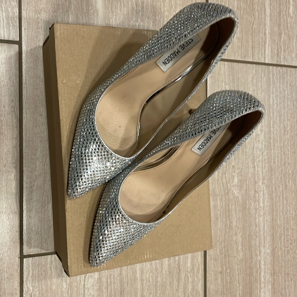 Steve Madden Silver Rhinestone Heels